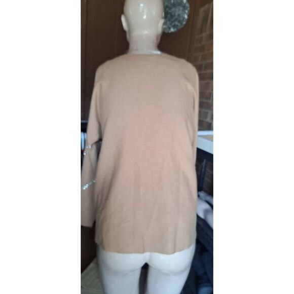 Pretty Chicos Size Medium Camel Tan Jewled Sweater - Picture 2 of 6